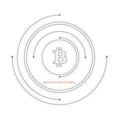 Virtual symbols of the coin bitcoin. Crypto currency. Abstract technology.