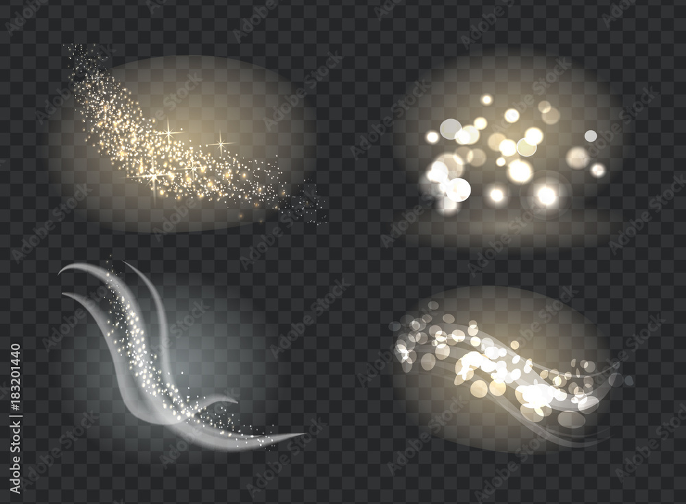 Poster set of icons with bokeh on vector illustration