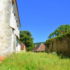 Fortified medieval saxon church in the village Rodbav,  Transylvania, Romania. The settlement was...