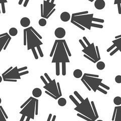 Woman seamless pattern background. Business flat vector illustration. Woman sign symbol pattern.