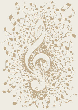 Music notes and clef