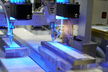 soldering iron tips of automated manufacturing soldering and assembly printed electric circuit board