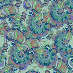 Seamless abstract fantasy owl pattern