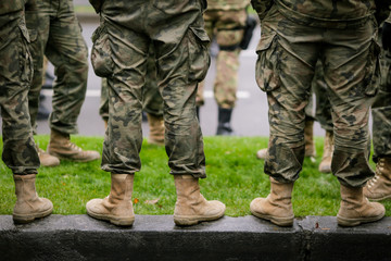 Soldiers take part at a military parade