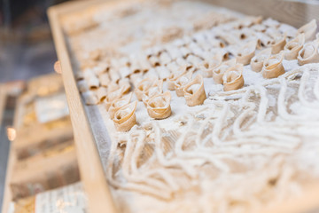 Home made fresh Cappelletti that ready for making spaghetti.