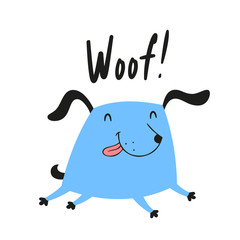 Cute blue puppy running doodle