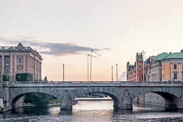 Fototapeta premium cityscape of bridge at royal palace in Stockholm 