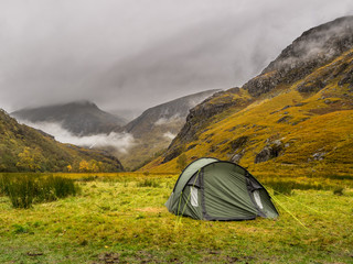 tent in the scottish highlands