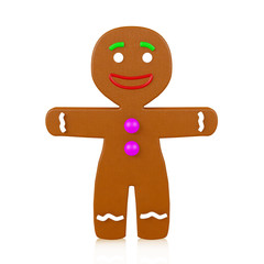 Gingerbread man isolated on white background, 3D rendering