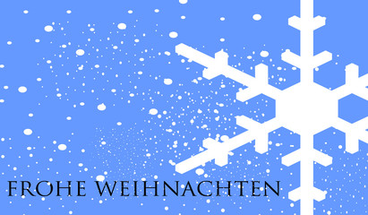 Weihnachtsgruß mit grafisch dargestellten Schnee und einer großen Schneeflocke.