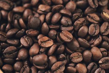 closeup fresh roasted coffee beans