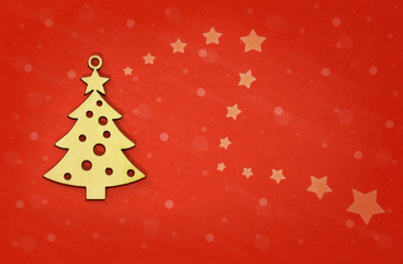 Fototapeta na wymiar Christmas card fir tree decorative red background