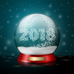 Vector realistic christmas snow globe, 