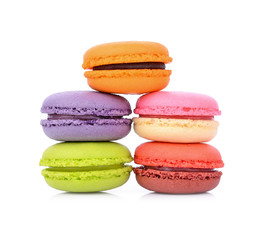 macaroons or macaron on white background, Dessert