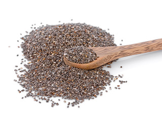 Wooden spoon with chia seeds