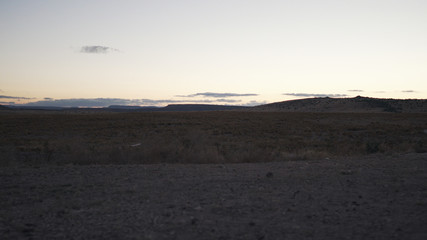 gimbal shot of desert in arizona after sunset