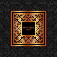 Obraz premium Luxury ornamental background with golden frame. Template for design. Vector illustration