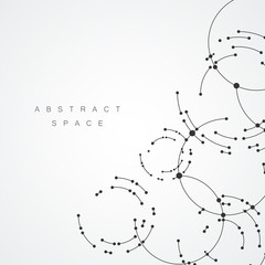 Fototapeta premium Vector points connecting circles background. Geometric abstraction design with lines and points