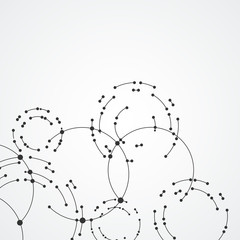 Vector points connecting circles background. Geometric abstraction design with lines and points