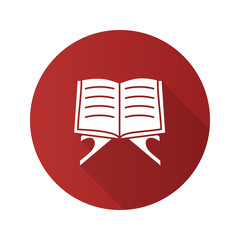 Open quran book flat design long shadow glyph icon