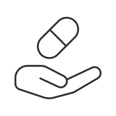 Open hand with pill linear icon