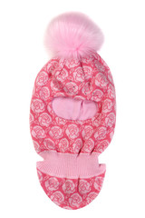 Pink baby hat with pompon. Isolate