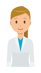 A female doctor wearing a white suit is standing