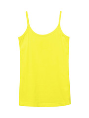 Yellow underwear sleeveless empty summer t shirt camisole isolated on white