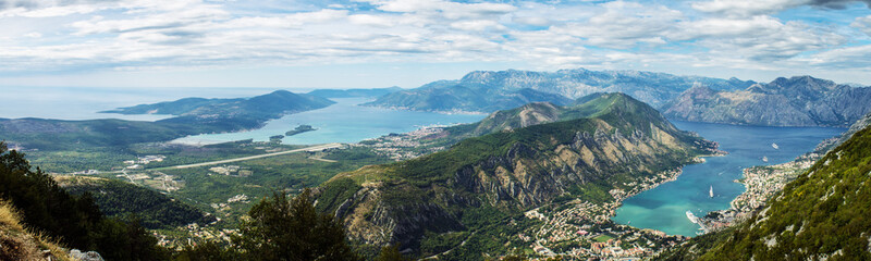 Fototapeta na wymiar Beautiful fjord bay panorama with mountains. Kotor, Montenegro