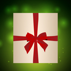 christmas festive background with sparkles, present and ribbon