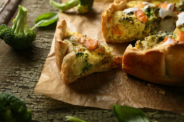 Salmon and broccoli quiche slice