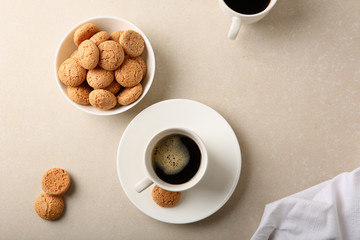 Hot espresso coffee white cup