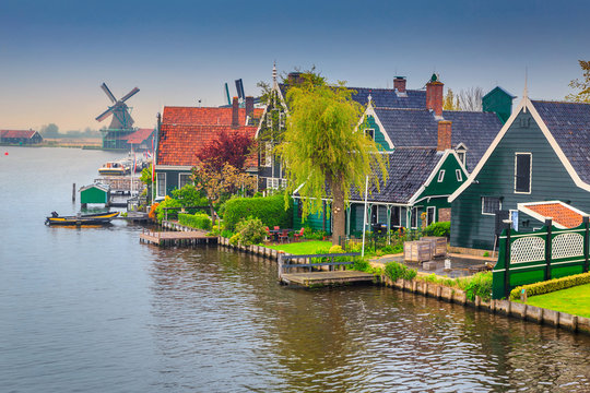 Fabulous touristic village Zaanse Schans, near Amsterdam, Netherlands, Europe