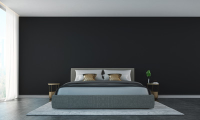 The interor design of minimal bedroom and concrete wall background / 3D rendering new model