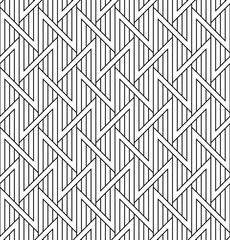 Vector seamless texture. Modern geometric background. Monochrome repeating pattern with intersecting strips.