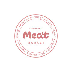 Meat vector logo inscription. Market store signboard. Handmade lettering