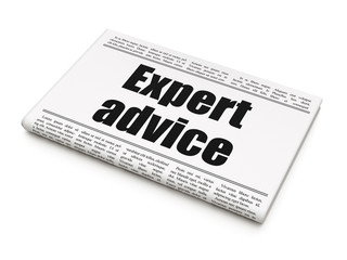 Law concept: newspaper headline Expert Advice on White background, 3D rendering