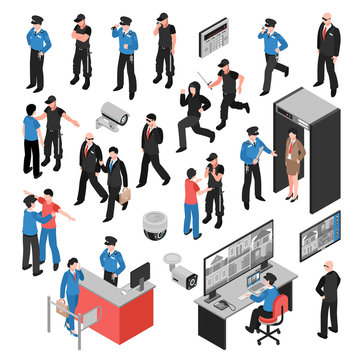 Security Isometric Icons Set