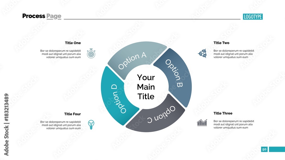 Poster pie chart with four elements template