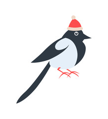 Closeup of Bird in Red Hat Vector Illustration