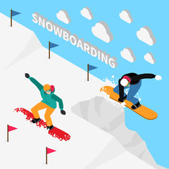Snowboarding Track Isometric Composition