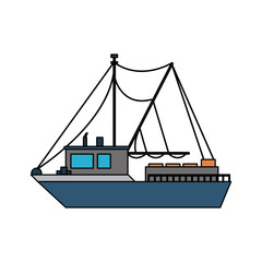 Fishing ship isolated icon vector illustration graphic design