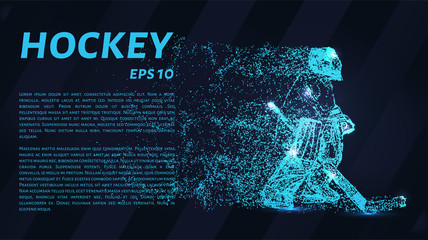 Naklejka premium Hockey from the particles. The goalkeeper consists of circles and points. Vector illustration