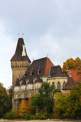 Fototapeta na wymiar Vajdahunyad Castle, castle in the City Park of Budapest, Hungary