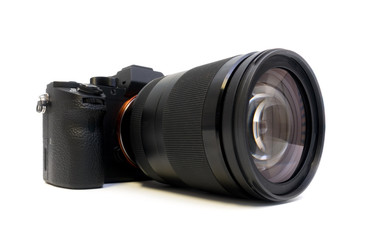 Fototapeta premium digital mirrorless photo camera with zoom lenses