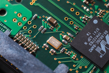 Computer chip close up. Hi tech concept.