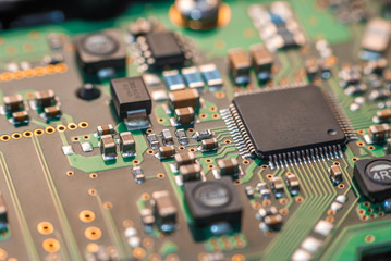 Computer chip close up. Hi tech concept.