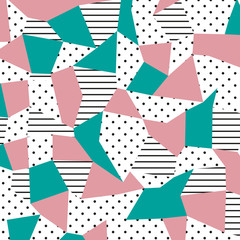 Obraz premium The Memphis pattern. Trending abstract design with irregular shapes, points and lines 