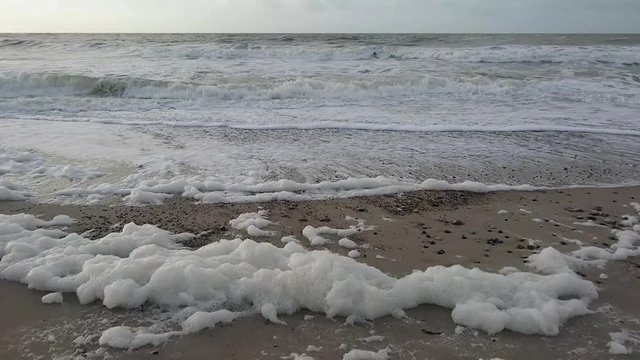 Schaum an der Nordseek&uuml;ste bei Nymindegab