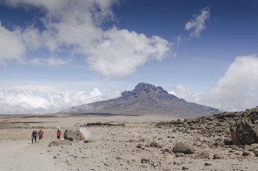 View of Cloudy Mawenzi to Kibo shelter / View of Mawenzi to Kilimanjaro at an altitude of 4,700...